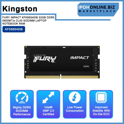 KINGSTON FURY IMPACT KF556S40IB 32GB DDR5 5600MT/s CL40 SODIMM LAPTOP NOTEBOOK RAM